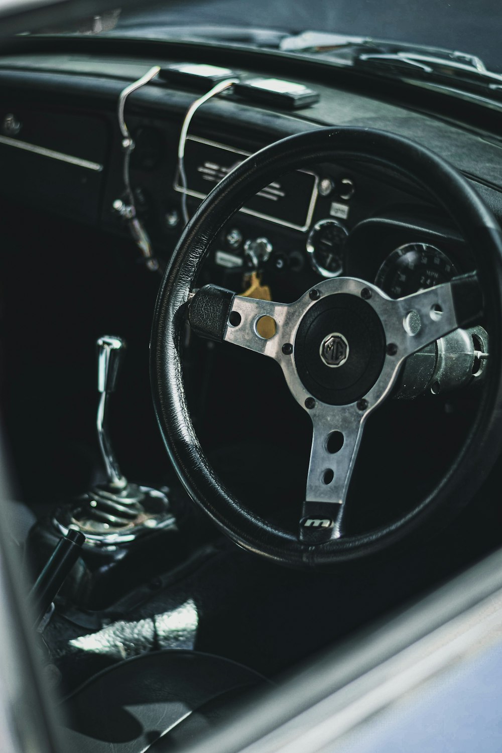 black steering wheel