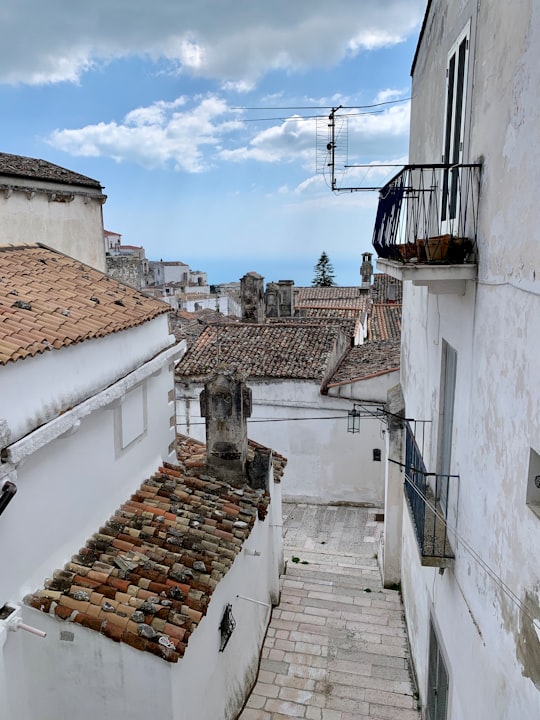 white and brown cement houses in Monte Sant'Angelo Italy