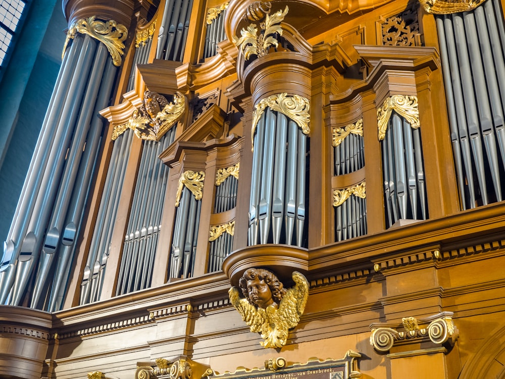 a large pipe organ in a large building