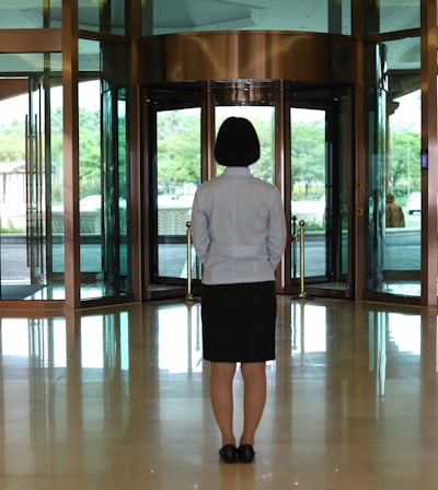 women's white long-sleeved shirt and black skirt