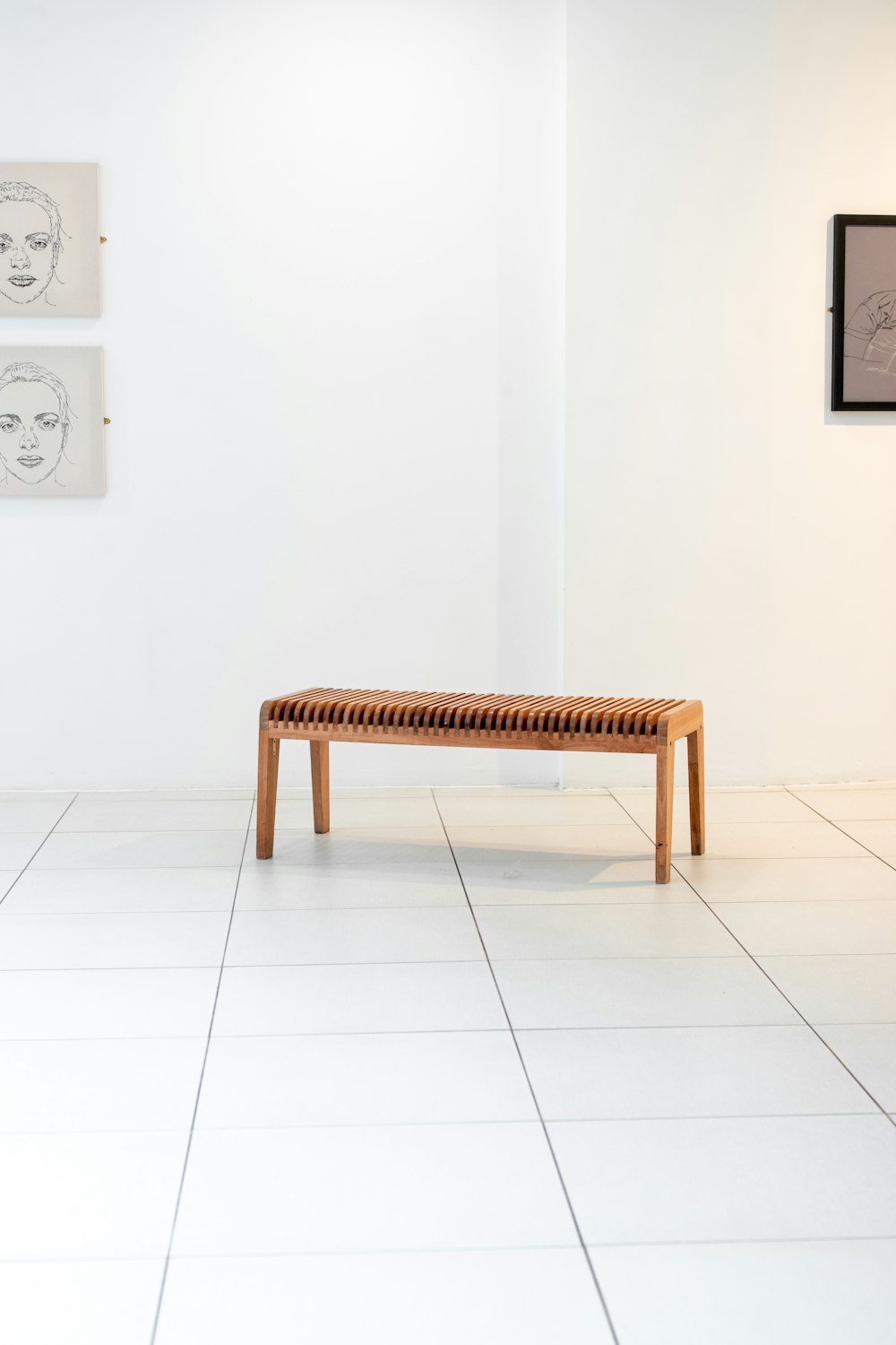 rectangular brown wooden stool