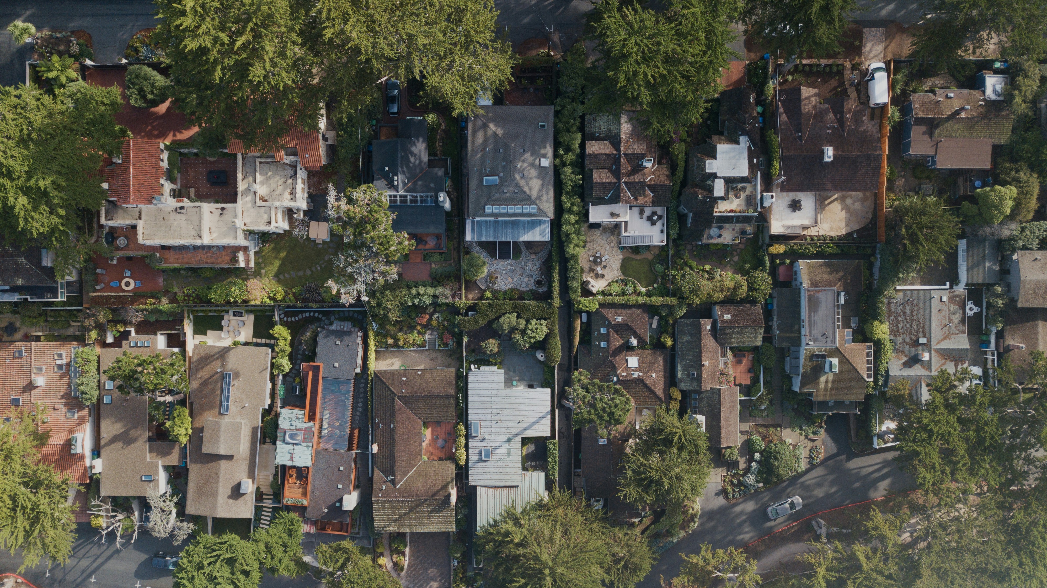 aerial photography of brown and gray houses