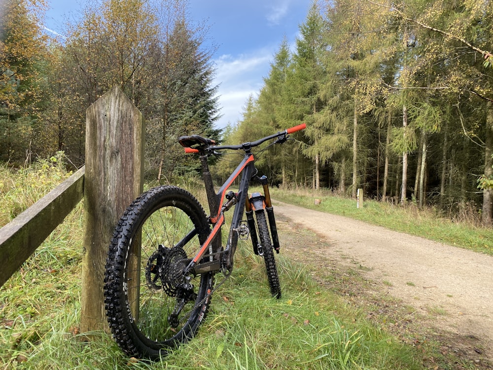 black and red hardtail mountain bike