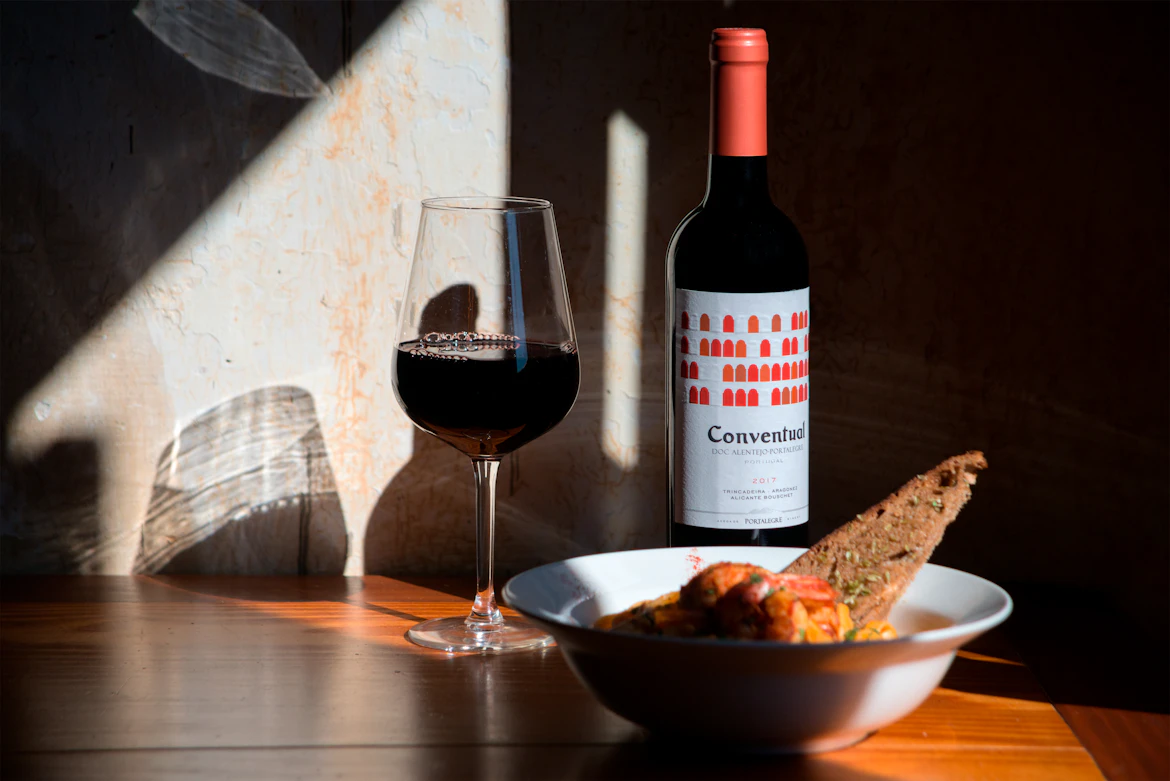 A gourmet steak dish paired with Chilean red wine