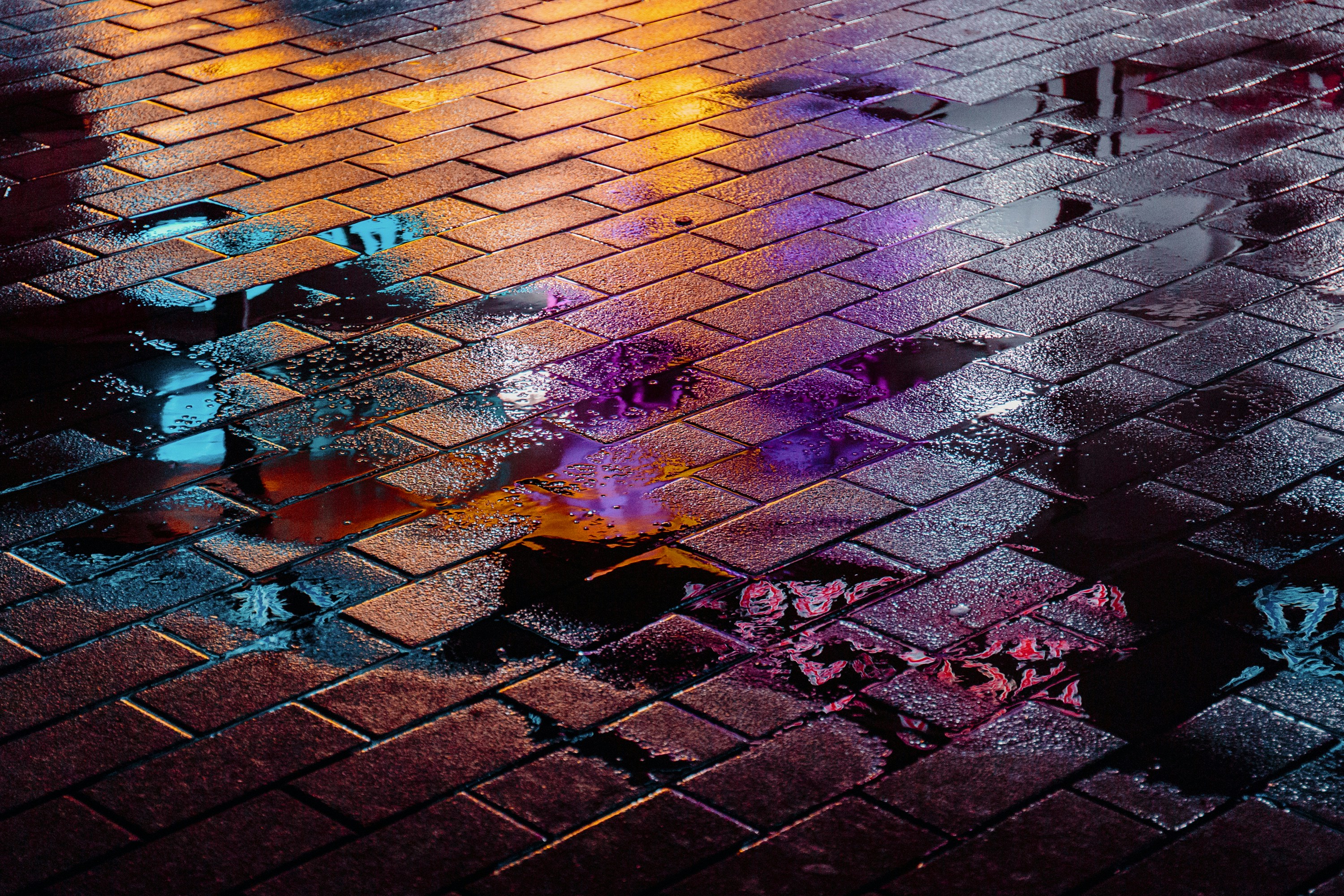 brown brick pavement