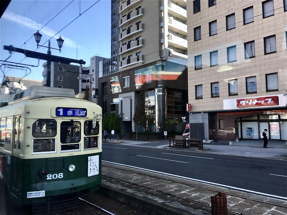 white and green train