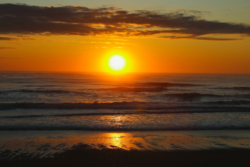 shore during sunset