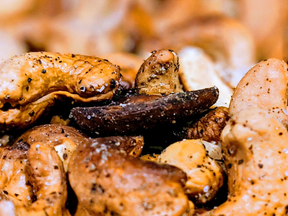 a close up of a pile of chicken wings