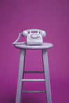 purple rotary telephone