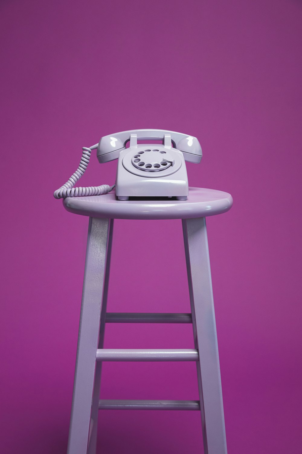 purple rotary telephone