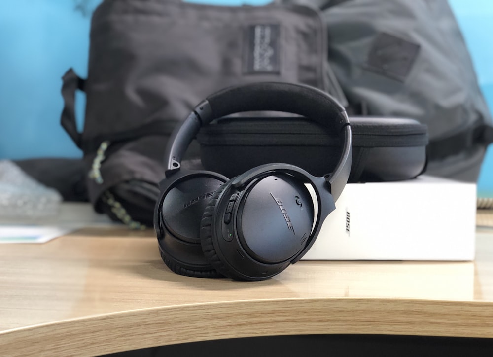 black Bose cordless headphones with box