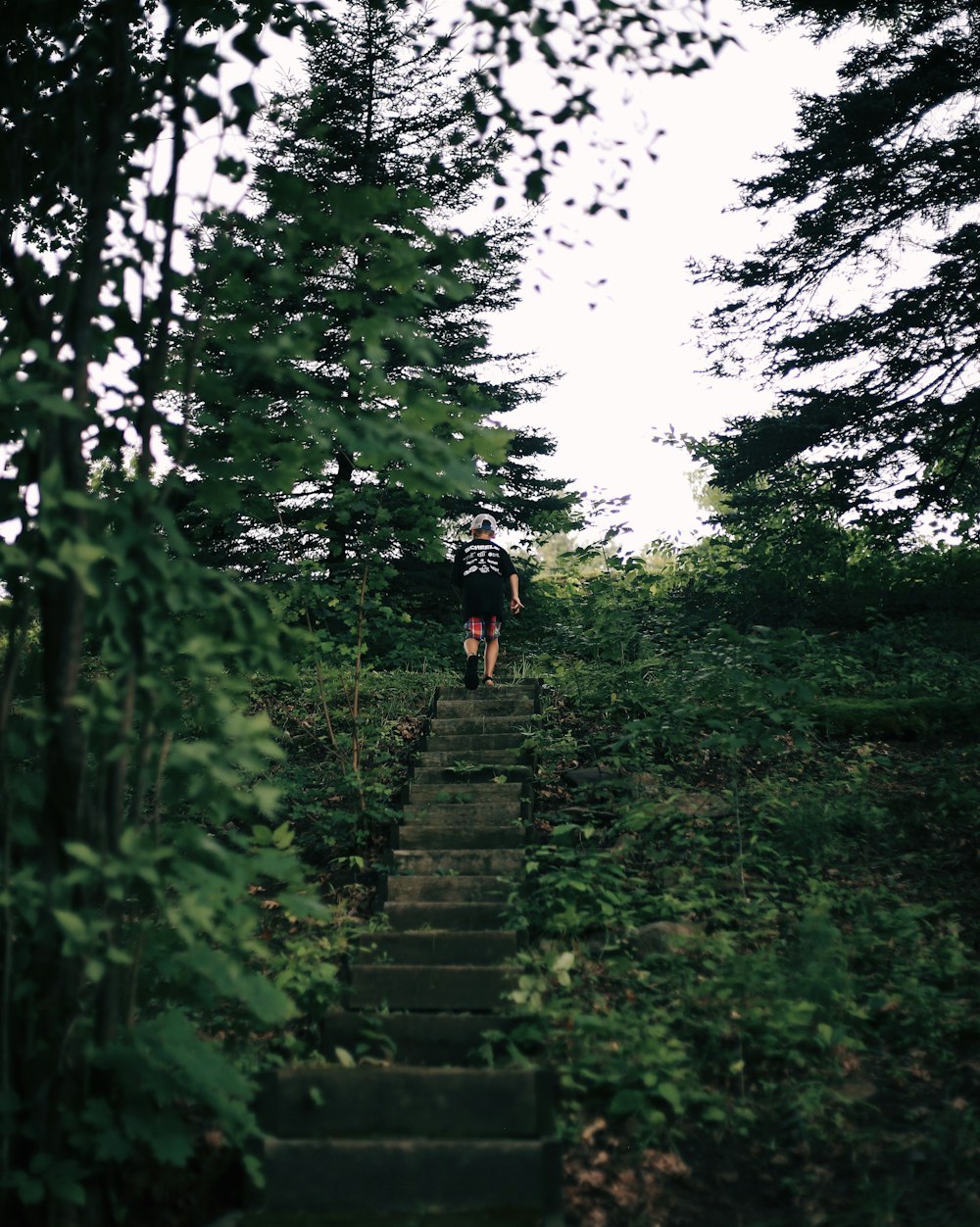 person standing on stairs