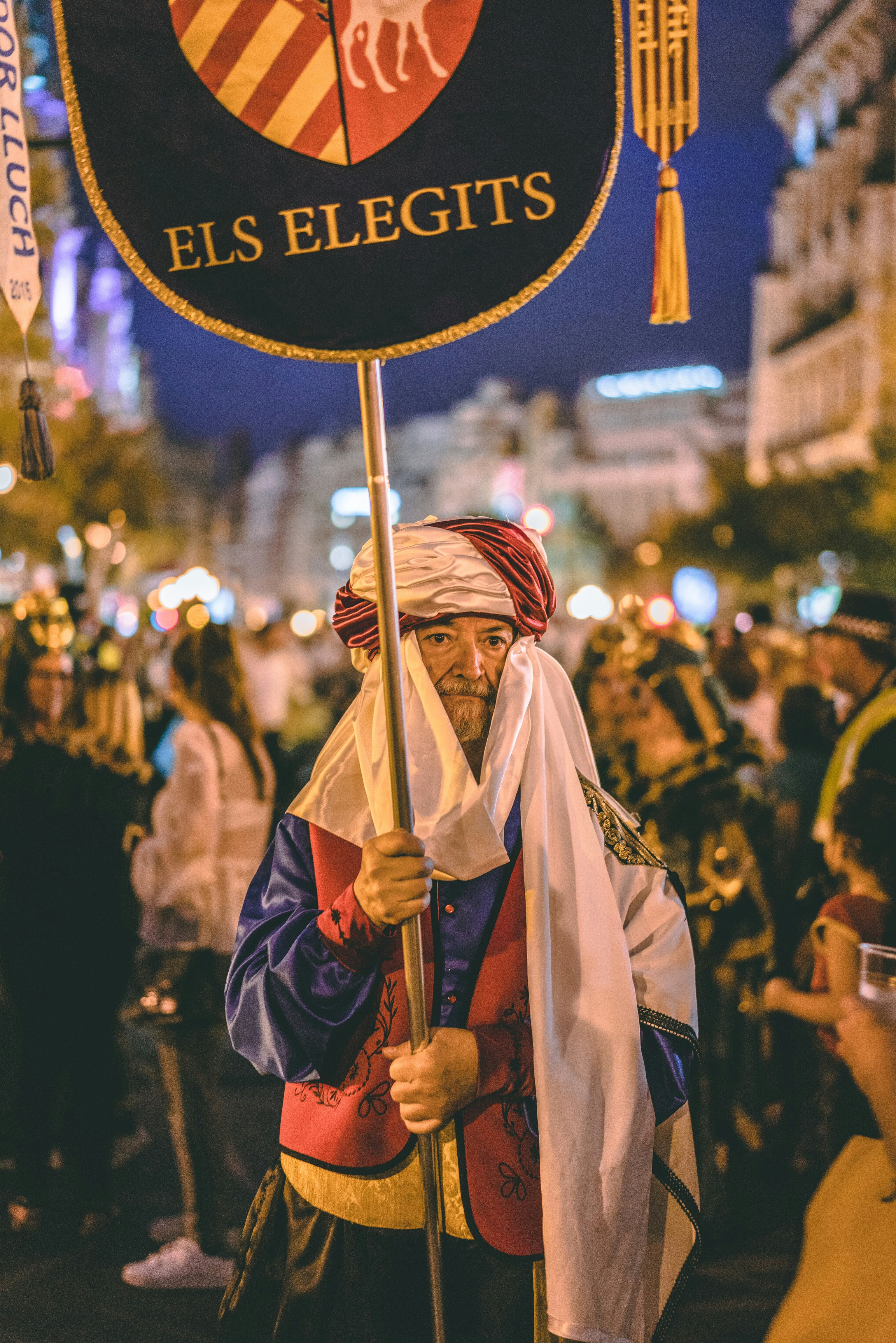 man holding placard