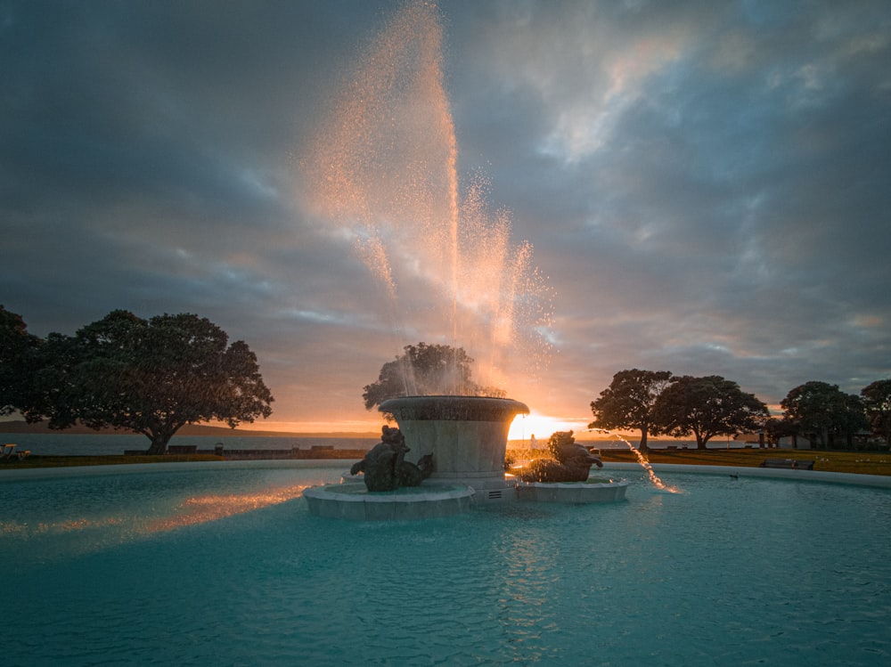 water fountain in swimming pool