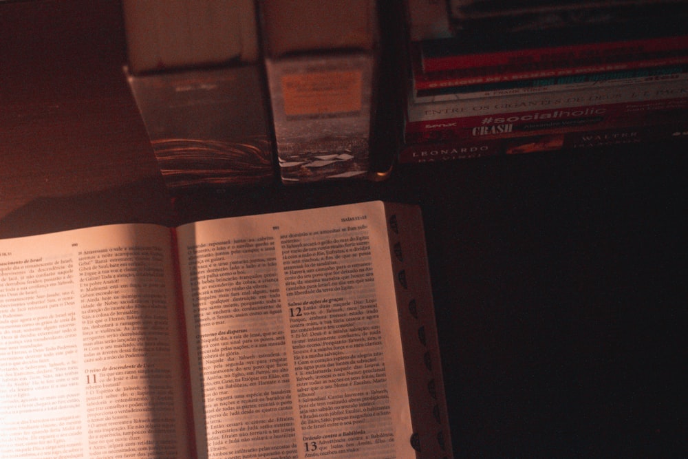 an open book sitting on top of a table