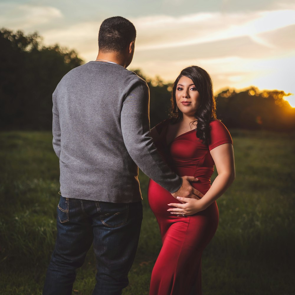 couple on grass field