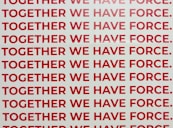together we have force text overlay on white background