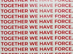 together we have force text overlay on white background