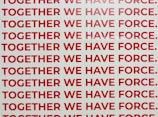 together we have force text overlay on white background
