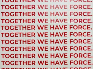 together we have force text overlay on white background