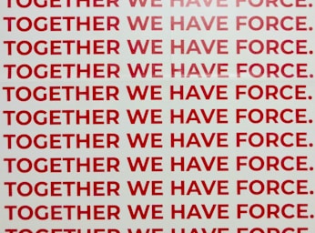 together we have force text overlay on white background