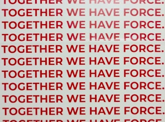 together we have force text overlay on white background