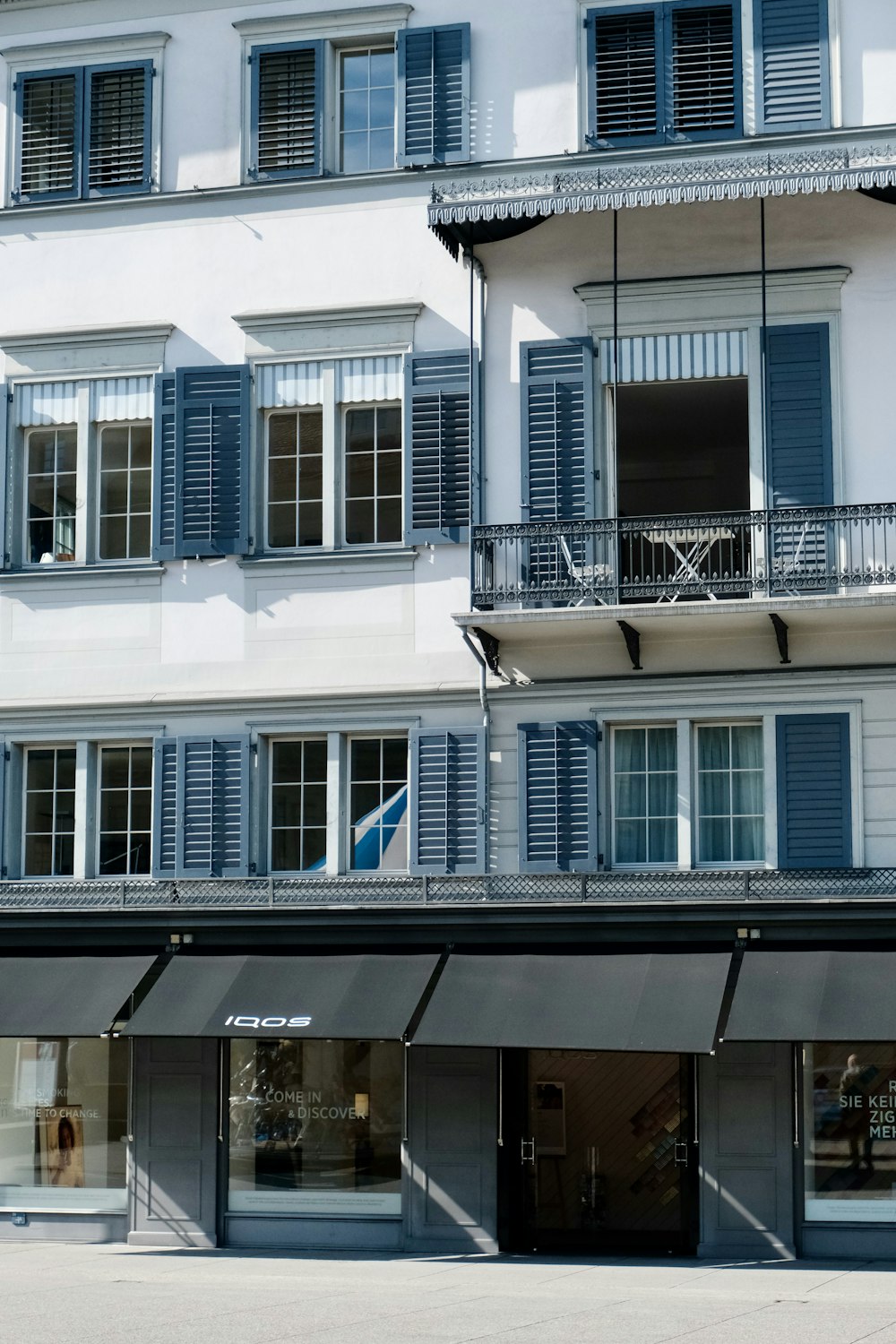 white and blue concrete building