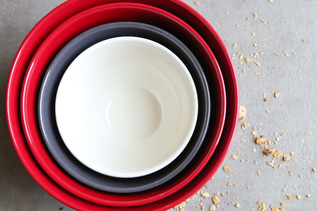 round red and white ceramic dinnerware