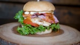 cheese burger on focus photography