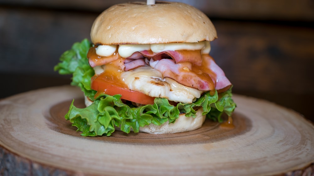 Hamburguesa de queso en fotografía de enfoque