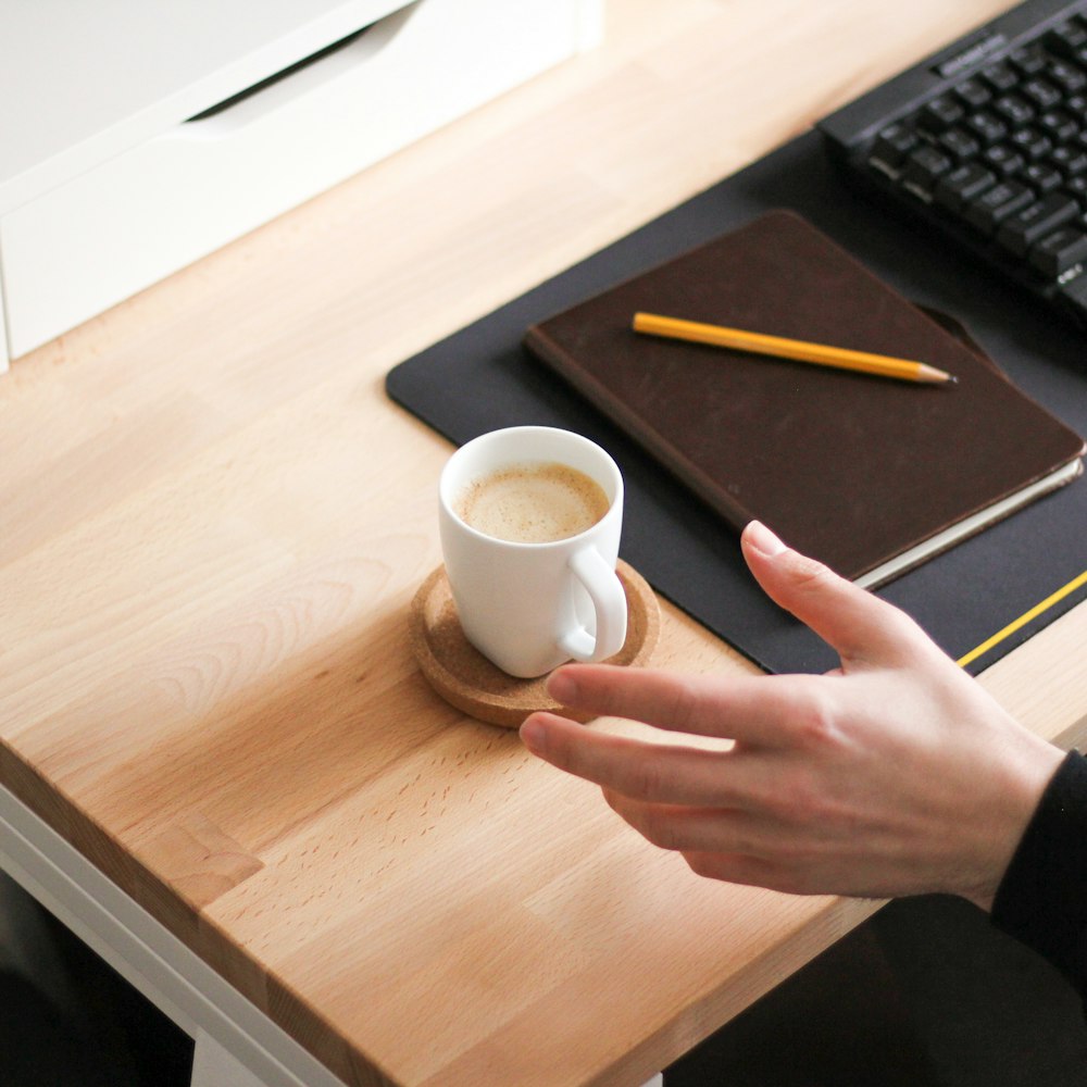 filled white ceramic mug