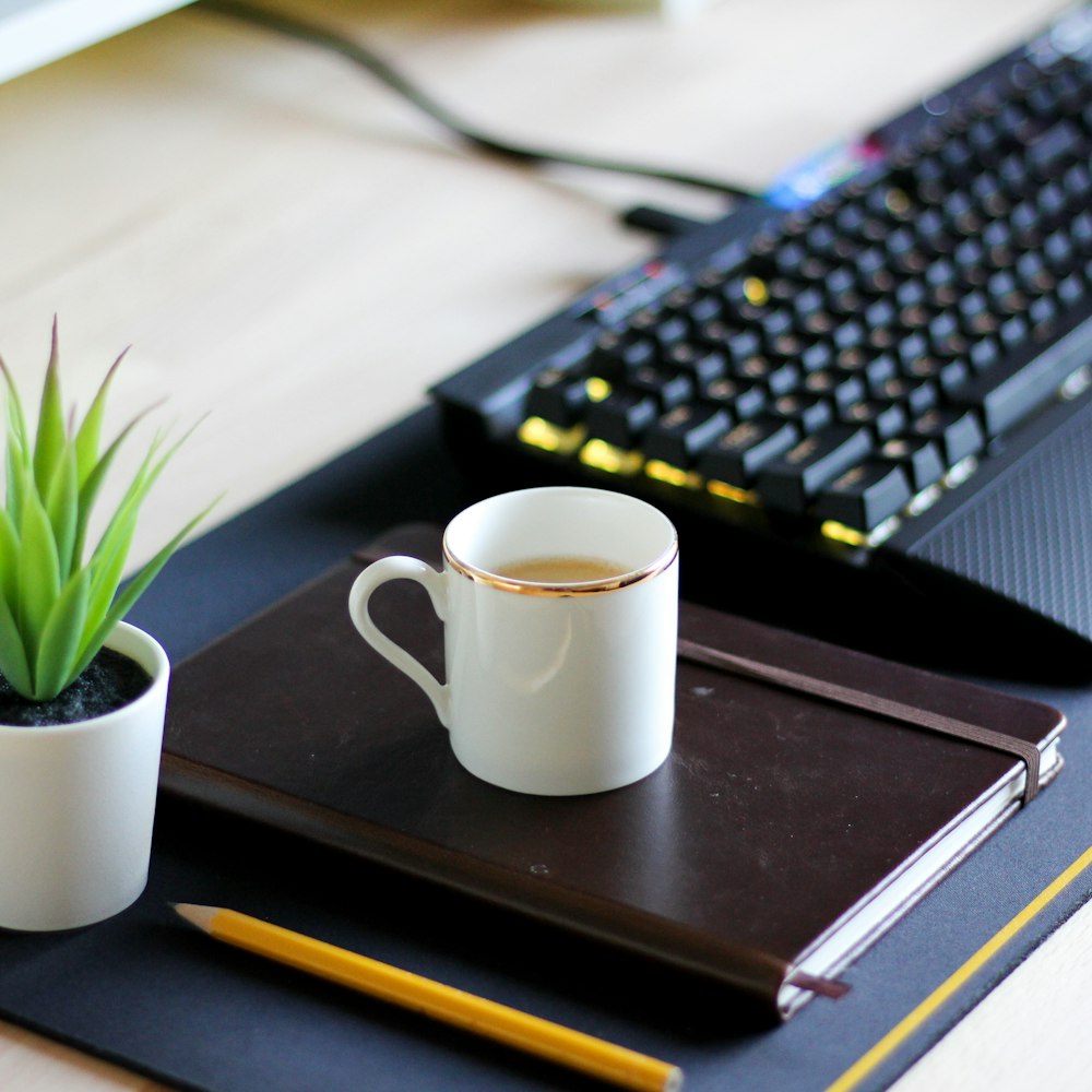 filled white ceramic mug