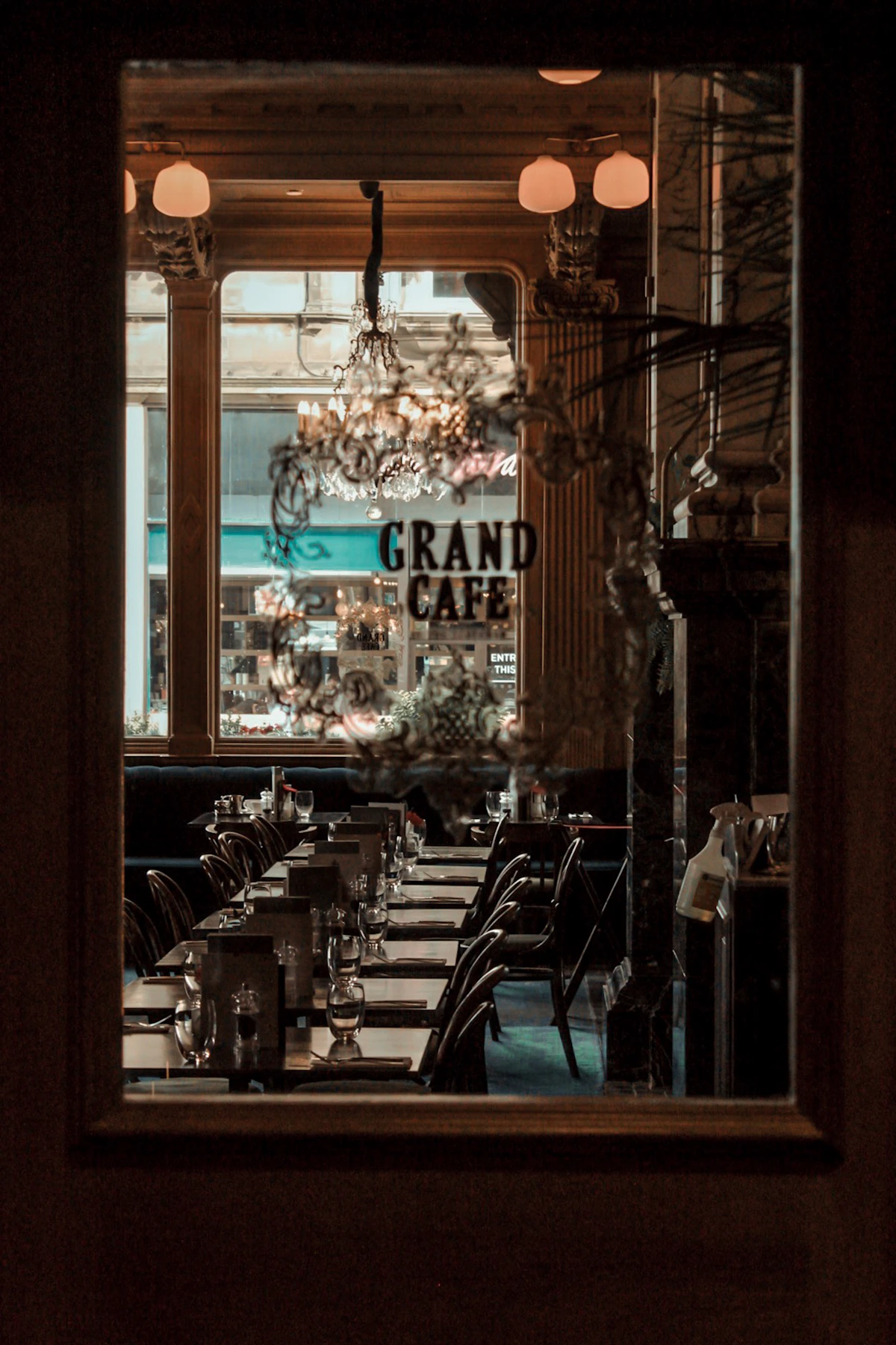 Commercial restaurant interior with ambient BGM audio system