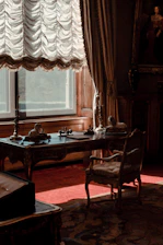 brown wooden table and chair