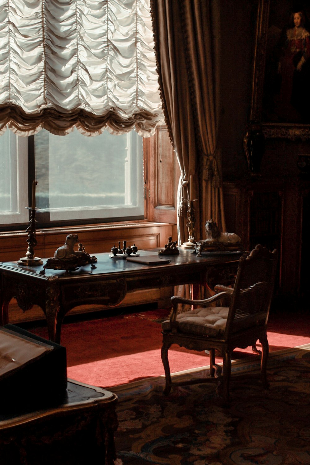 brown wooden table and chair