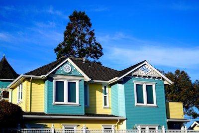 blue and yellow house