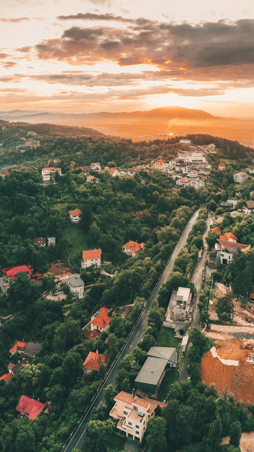 aerial photography of orange and white houses