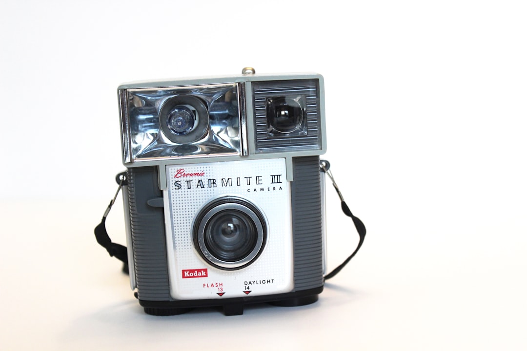 Vintage Kodak Brownie Starmite II camera with flash on white background. This was one of my many cameras in my vintage camera collection which I sadly lost in a house fire last February. I am slowly working on rebuilding my collection, little by little!