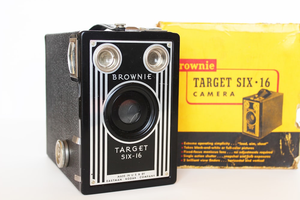 black and white Brownie camera