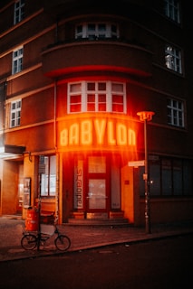 orange Babylon neon sign