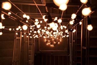 turned-on string lights