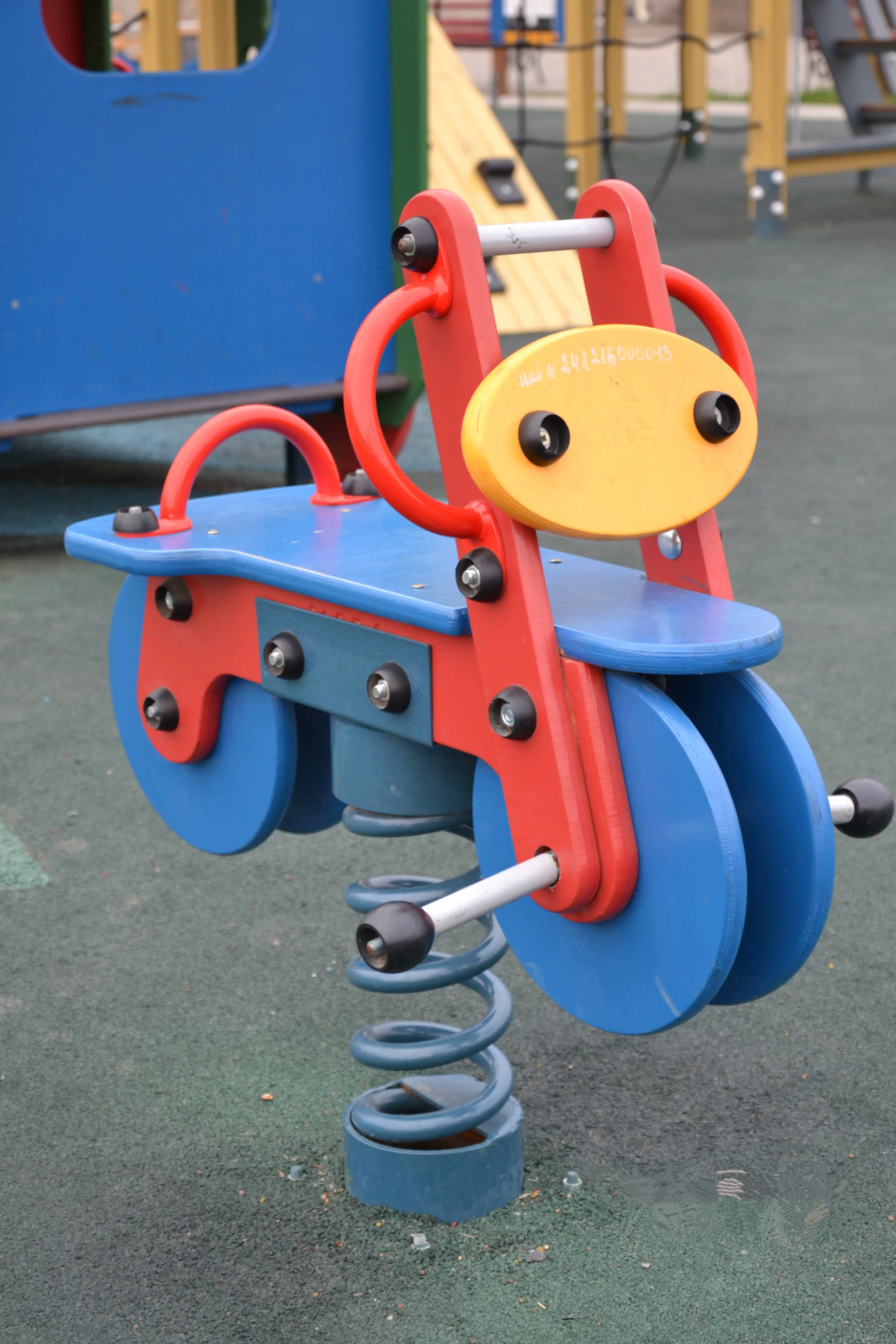 blue and red ride-on toy