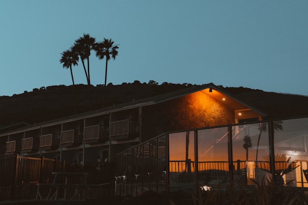 A modern residential building in Los Olivos illuminated by natural light at sunset