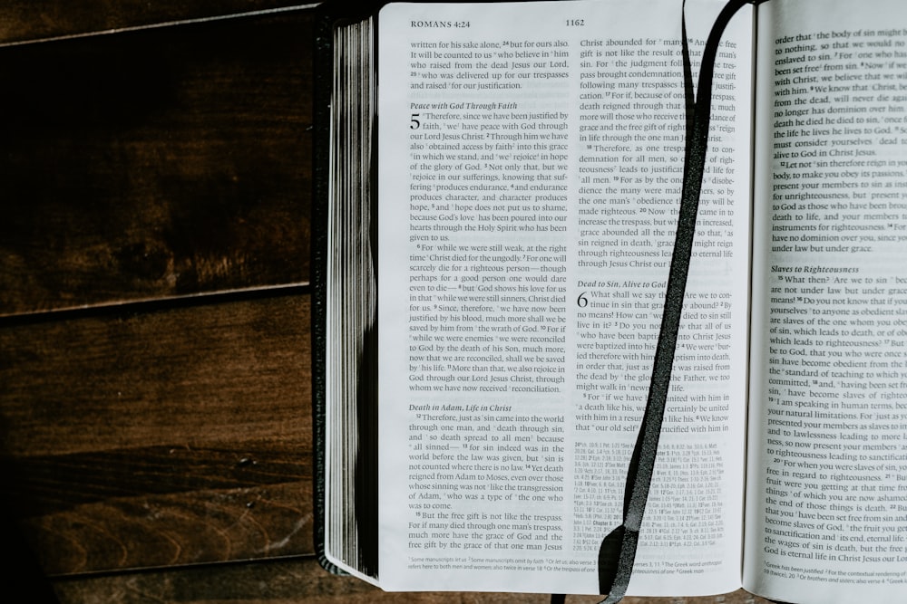 open book on brown surface