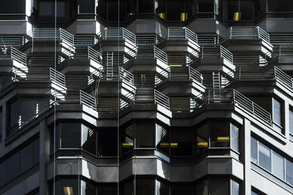 black and clear glass walled building