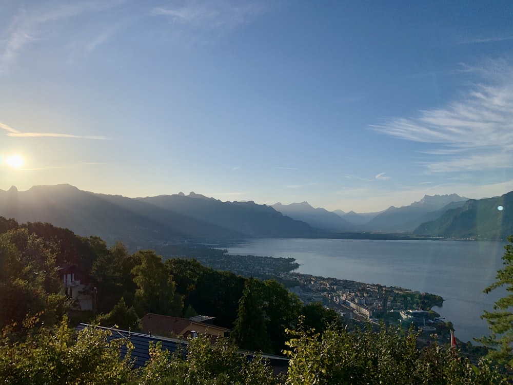 Haus und Bäume in der Nähe des Gewässers