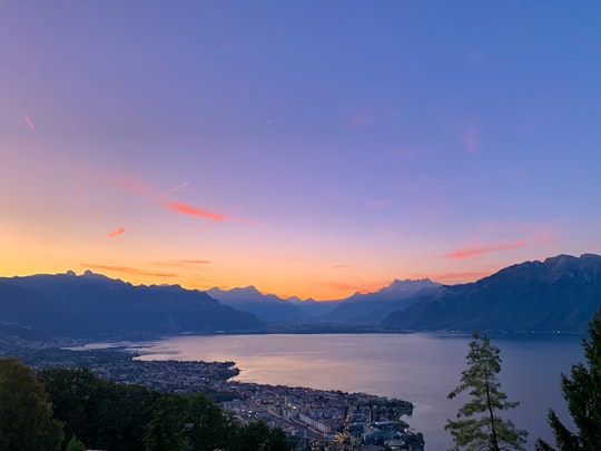 body of water and mountain in Vevey Switzerland
