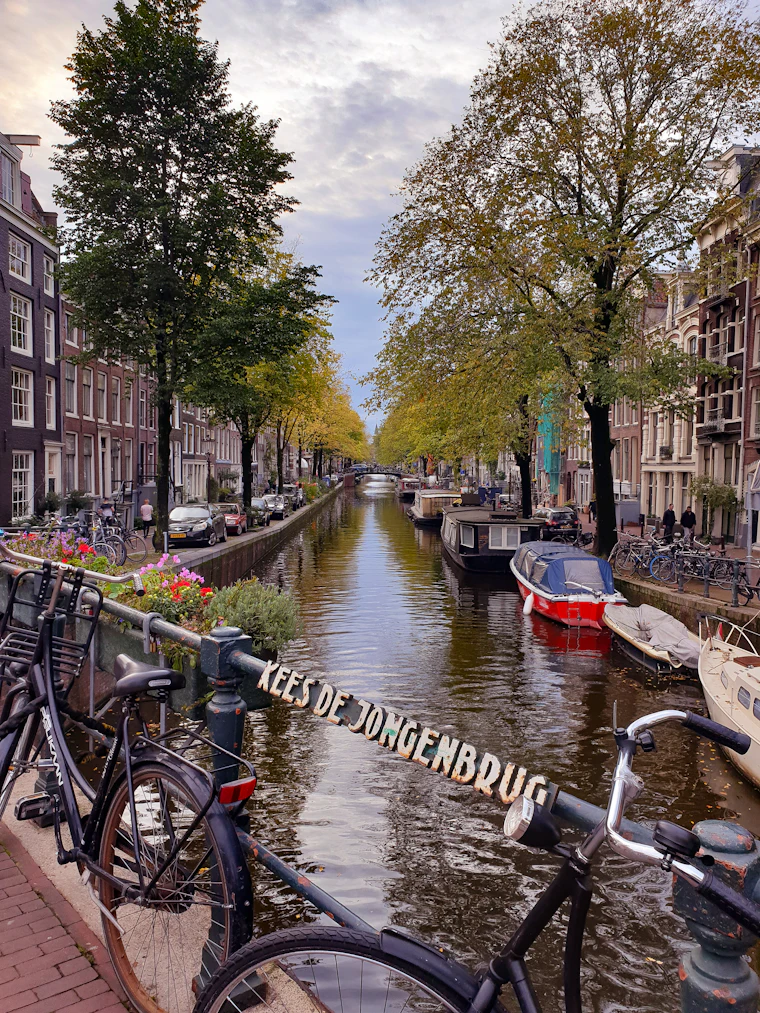 Bicycles on a canal bridge