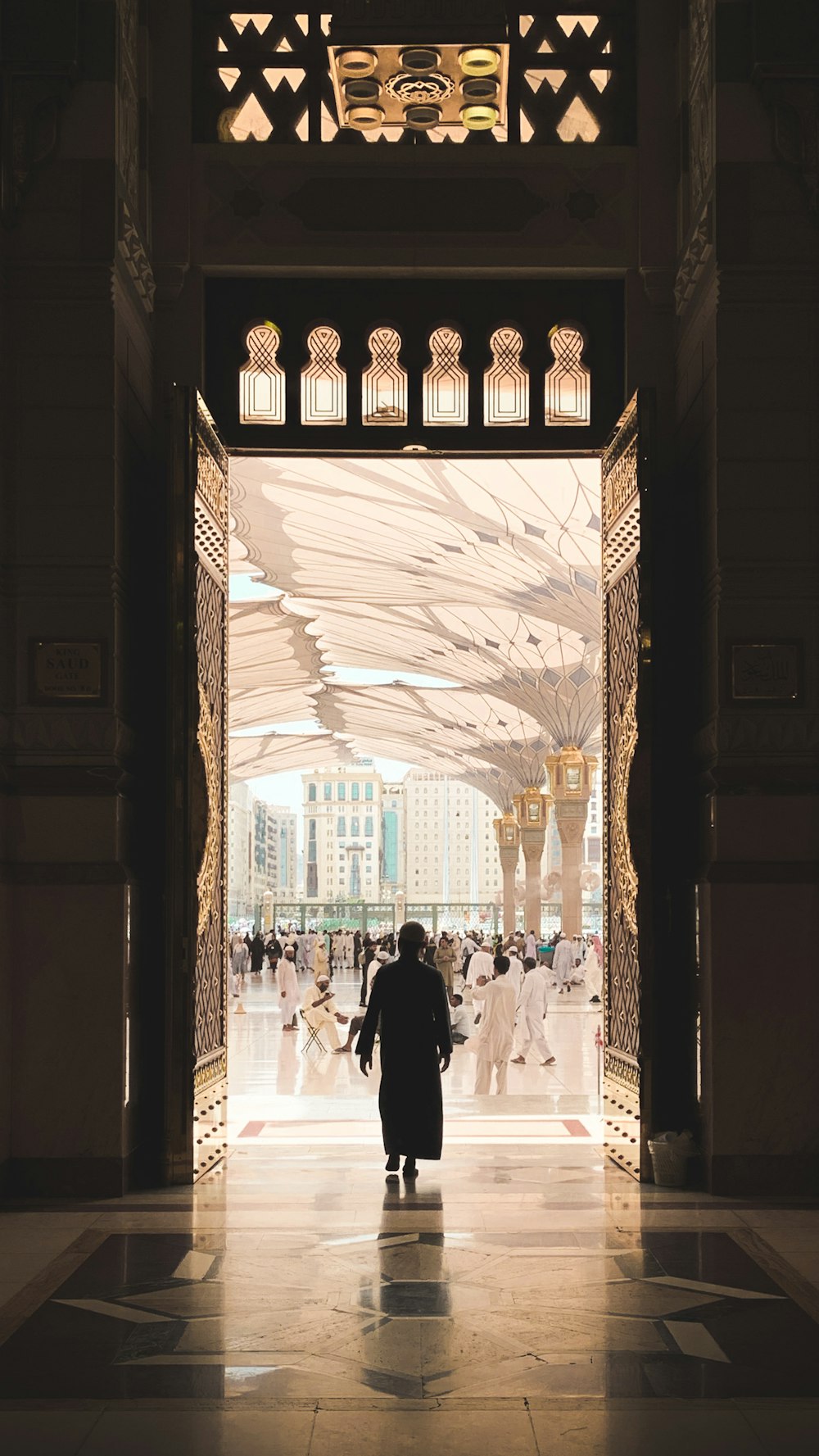 person standing beside door