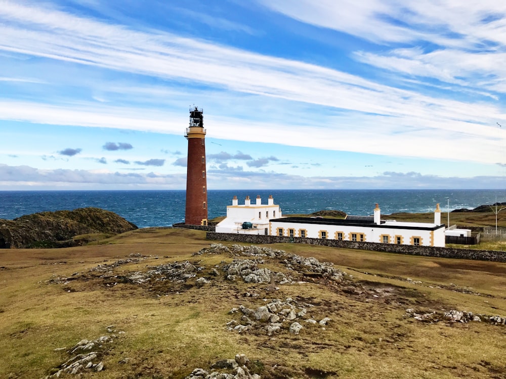 red and yellow lighthouse